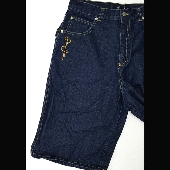 Sean John (P. Diddy) Y2K Dark Wash Embroidered Logo Jorts- Denim/Jean Shorts 20 - Picture 3 of 9